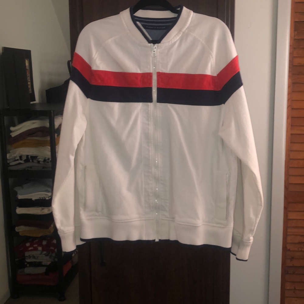 Tommy Hilfiger stripe zip up midweight sweater